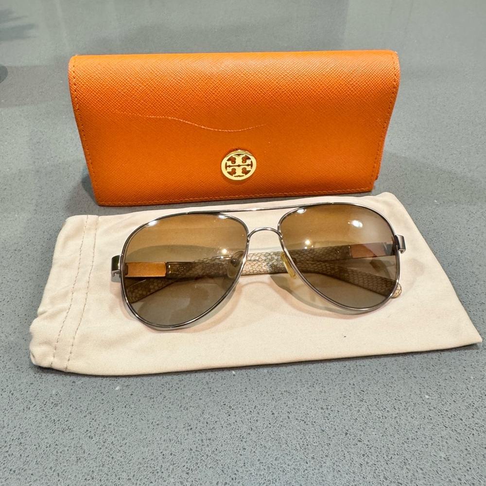 Tory Burch Aviator Sunglasses with Case - Orange